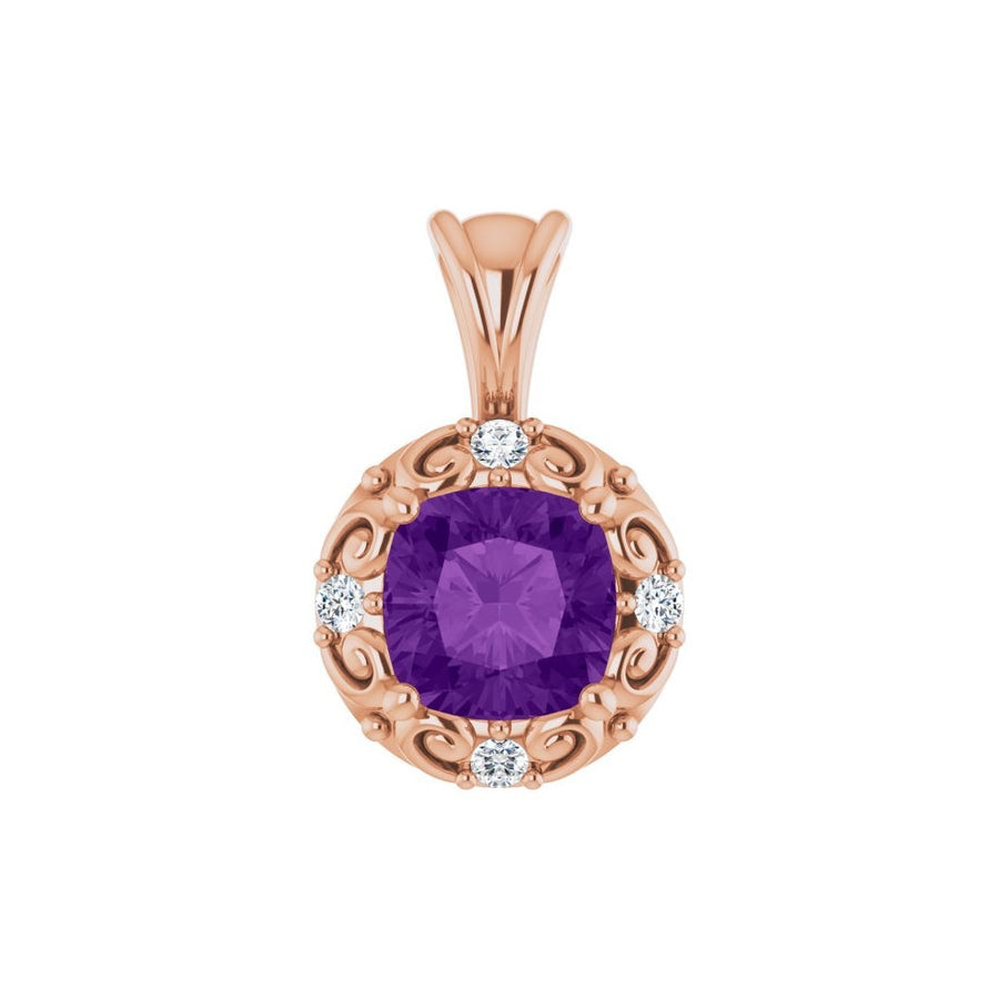 Natural Amethyst & 1/8 CTW Natural Diamond Pendant