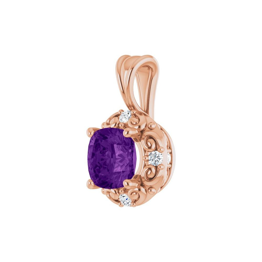 Natural Amethyst & 1/8 CTW Natural Diamond Pendant