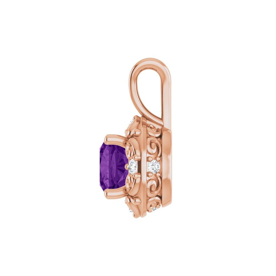 Natural Amethyst & 1/8 CTW Natural Diamond Pendant