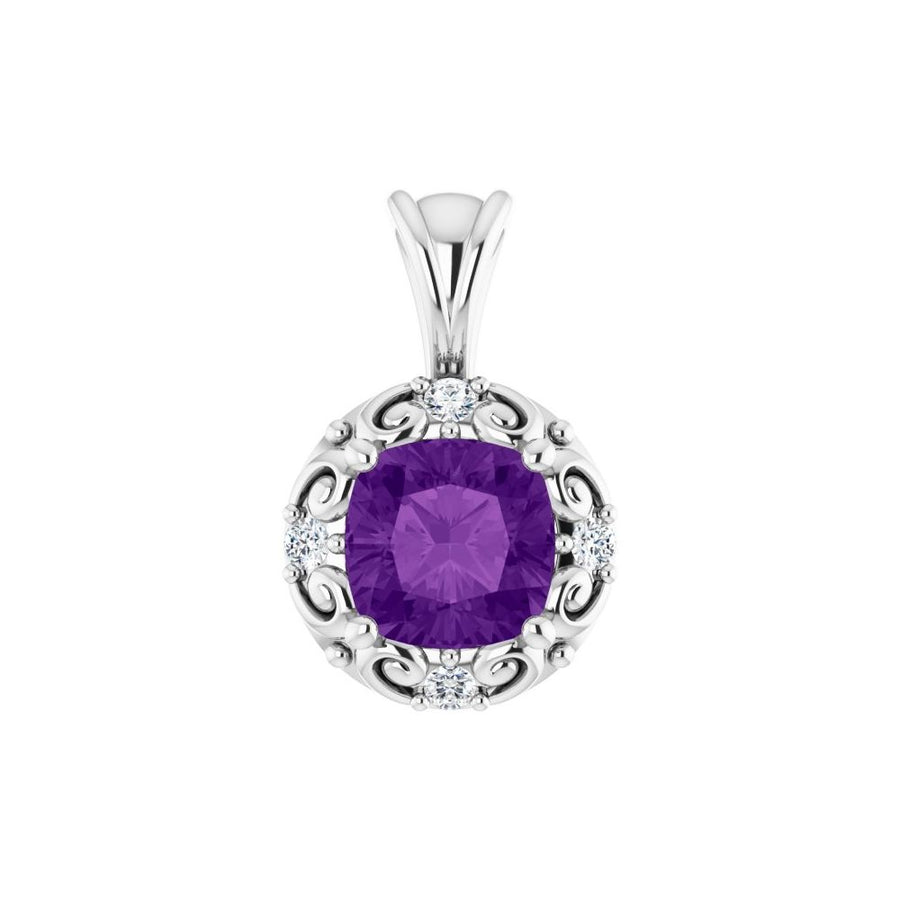 Natural Amethyst & 1/8 CTW Natural Diamond Pendant