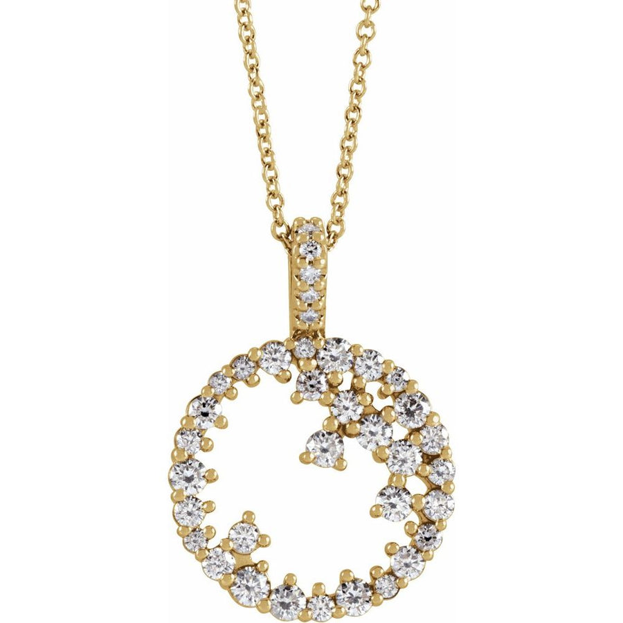3/4 CTW Natural Diamond Scattered Circle 16-18" Necklace