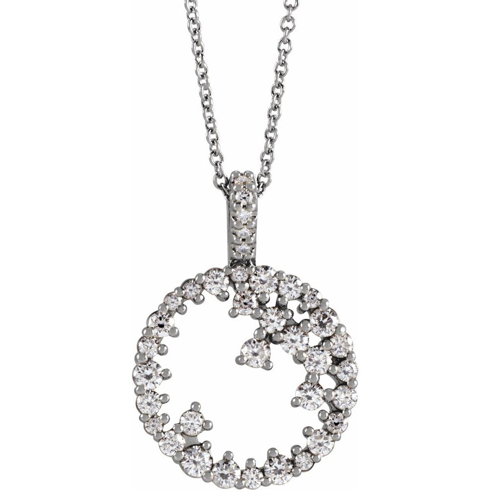 3/4 CTW Natural Diamond Scattered Circle 16-18" Necklace