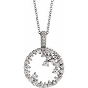3/4 CTW Natural Diamond Scattered Circle 16-18" Necklace