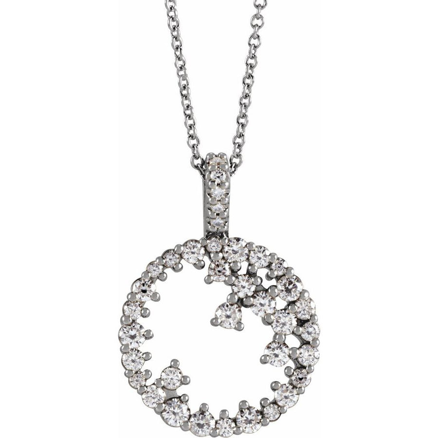 3/4 CTW Natural Diamond Scattered Circle 16-18" Necklace