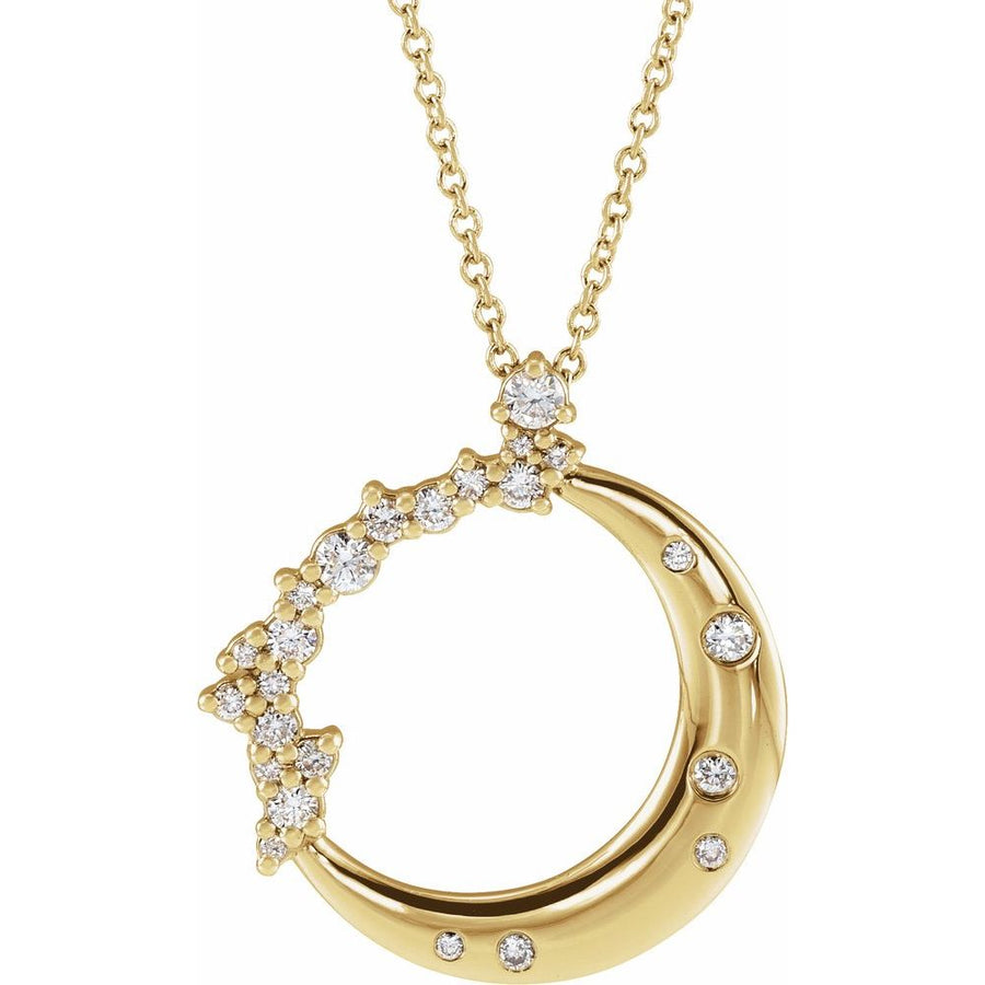 Scattered 1/4 CTW Natural Diamond Crescent Moon Necklace
