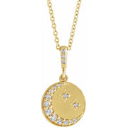 1/10 CTW Natural Diamond Crescent Moon Necklace