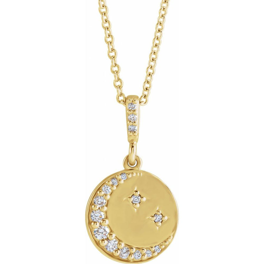 1/10 CTW Natural Diamond Crescent Moon Necklace