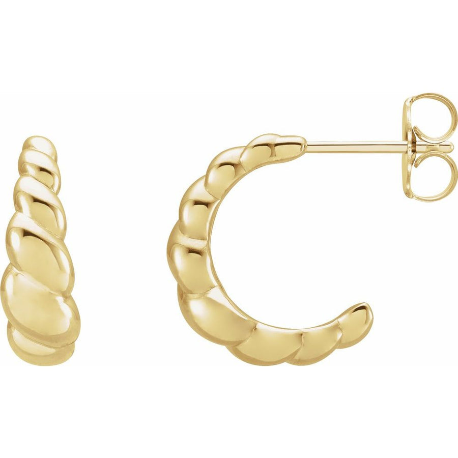Rope Dome Hoop Earrings 14K
