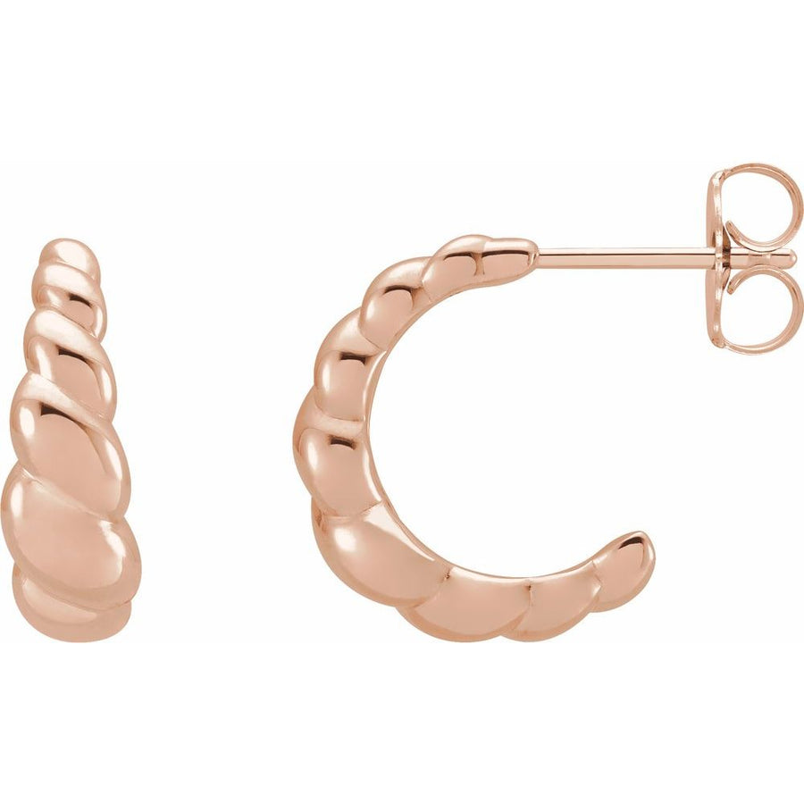 Rope Dome Hoop Earrings 14K