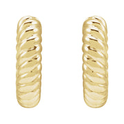 14K Yellow Hinged Rope Hoop Earrings