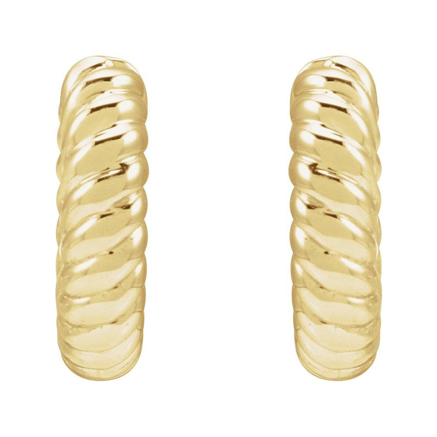 14K Yellow Hinged Rope Hoop Earrings