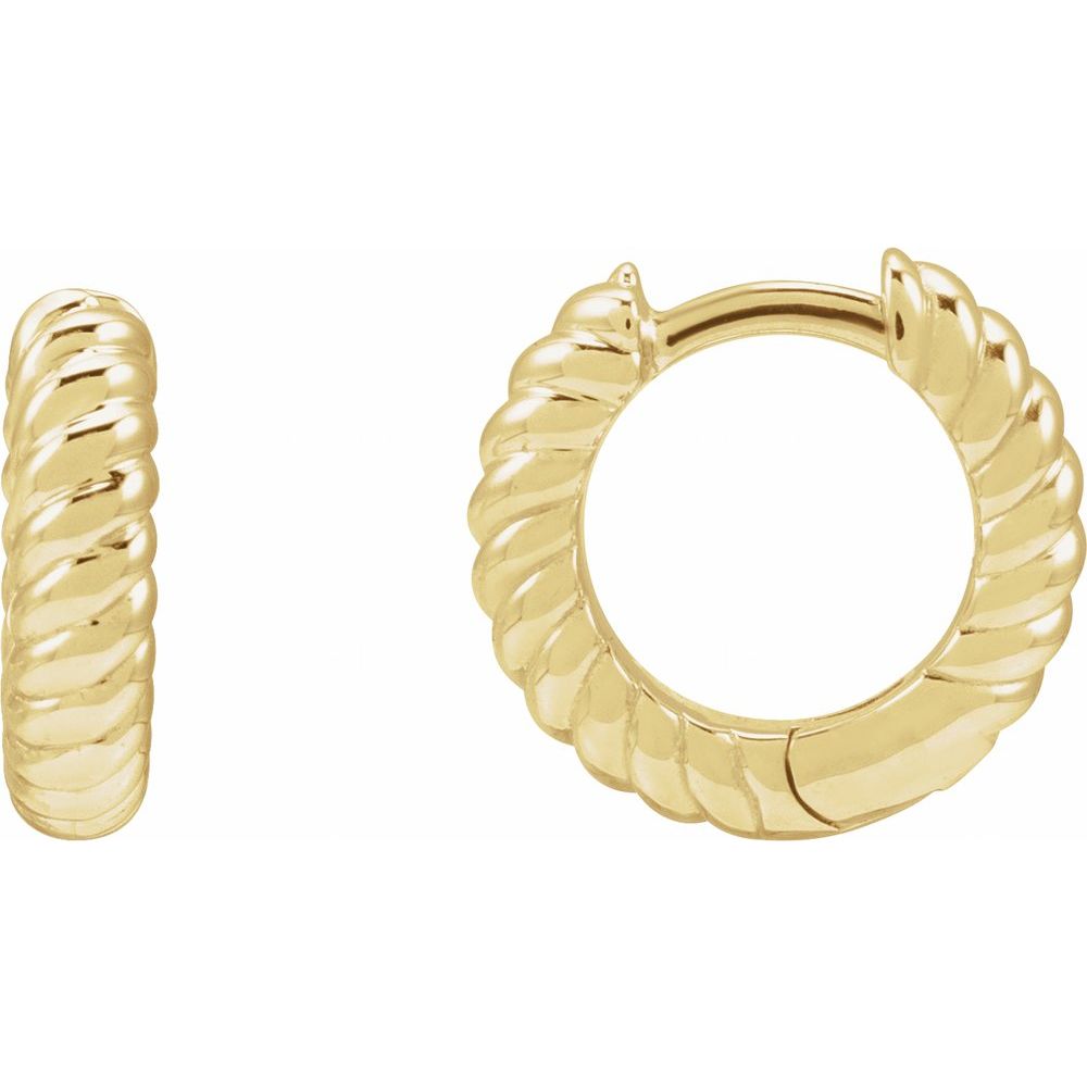 14K Yellow Hinged Rope Hoop Earrings