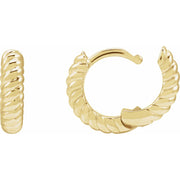 14K Yellow Hinged Rope Hoop Earrings