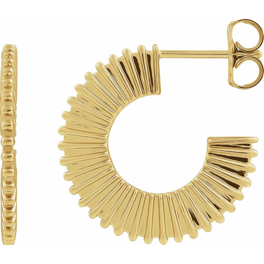 14K Starburst 19 mm Hoop Earrings