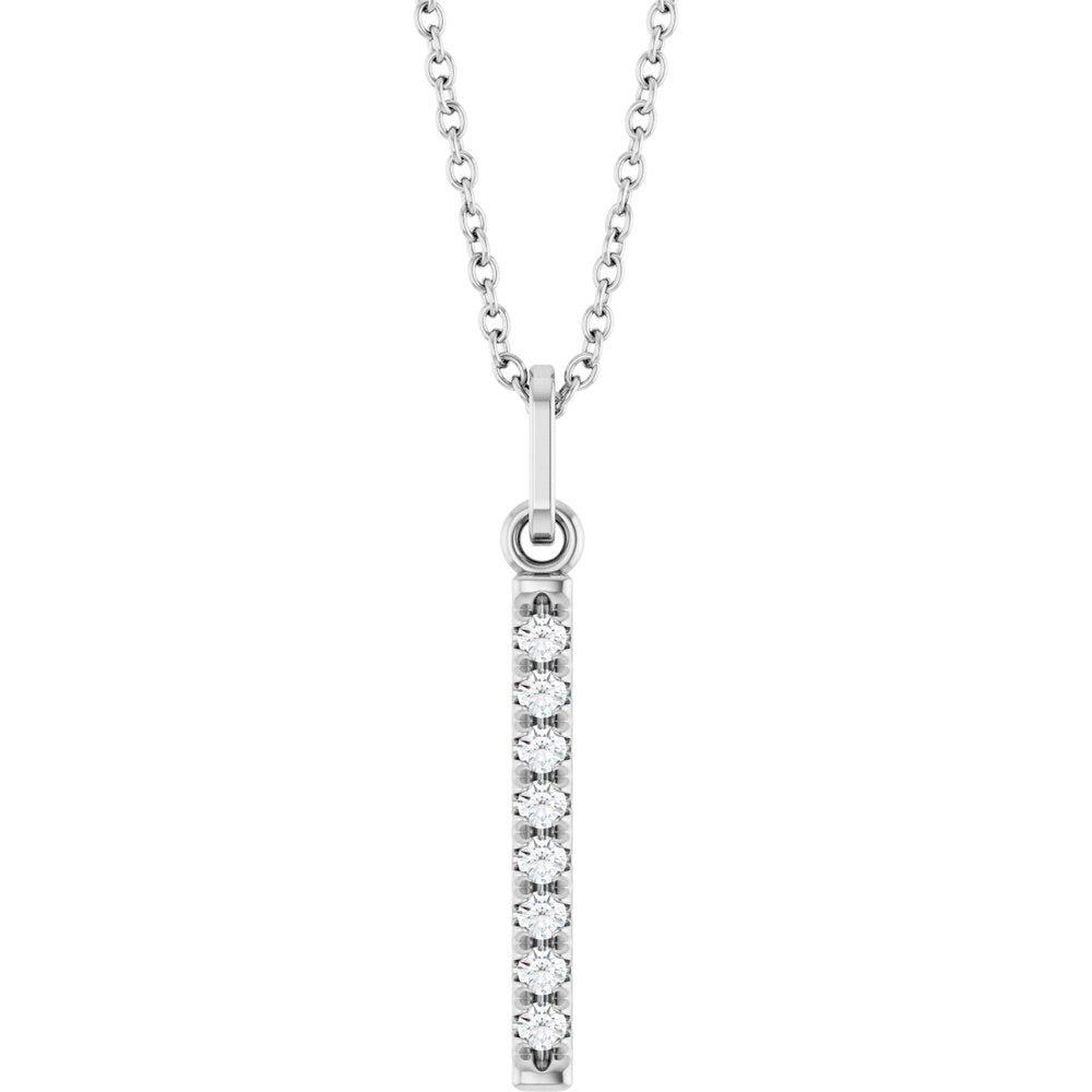 1/8 CTW Natural Diamond Vertical Bar Necklace