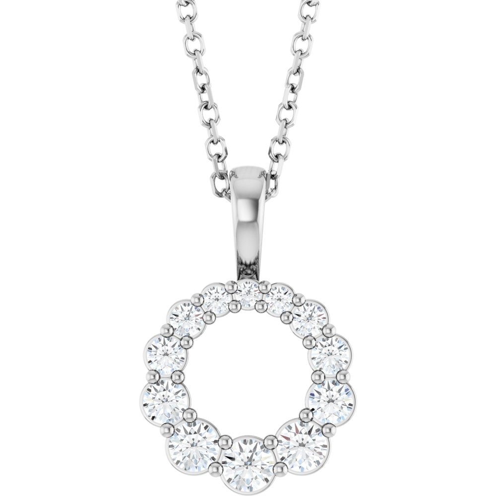 1/3 CTW Natural Diamond Graduated Circle Necklace