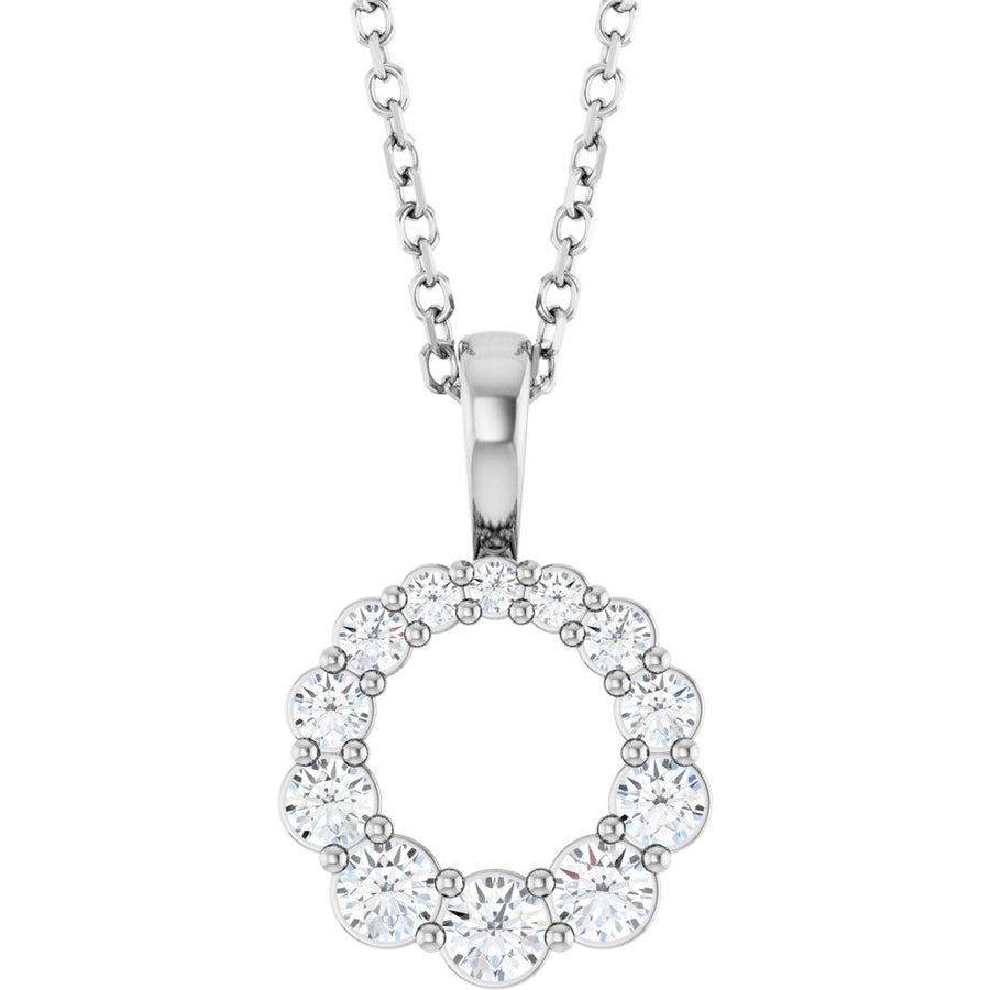 1/3 CTW Natural Diamond Graduated Circle Necklace