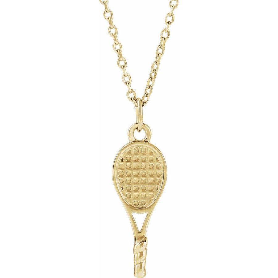 14K Yellow Tennis Racket 16" Necklace