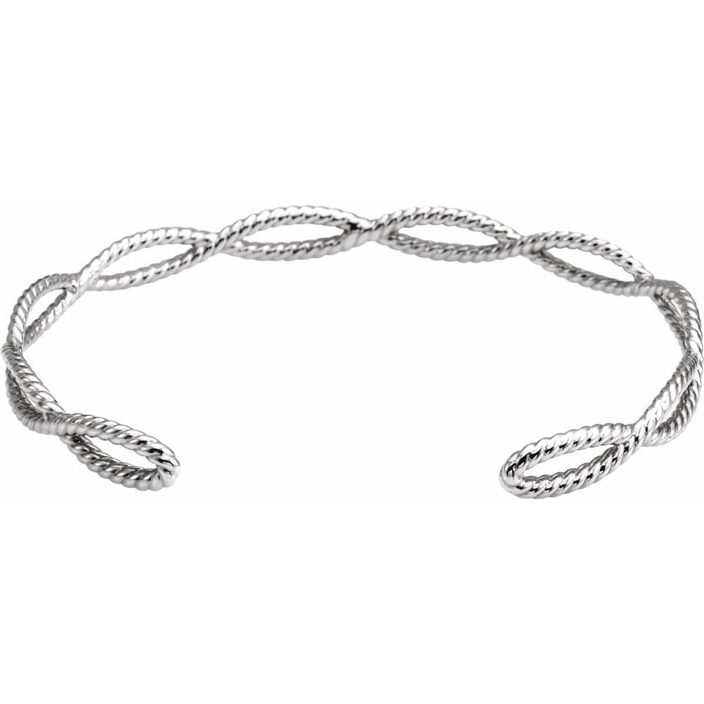 14K Yellow 6 1/4 In Rope Cuff Bracelet