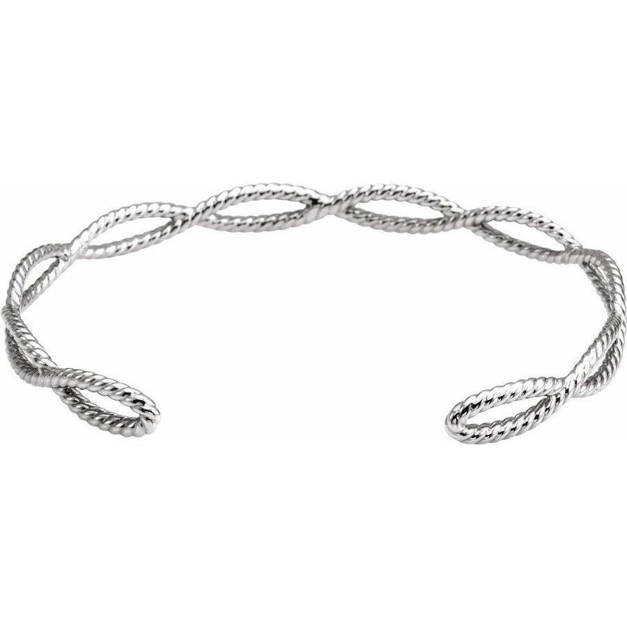 14K Yellow 6 1/4 In Rope Cuff Bracelet