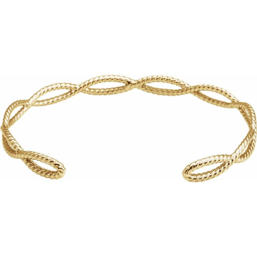 14K Yellow 6 1/4 In Rope Cuff Bracelet
