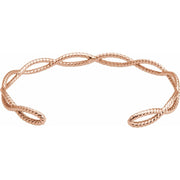 14K Yellow 6 1/4 In Rope Cuff Bracelet