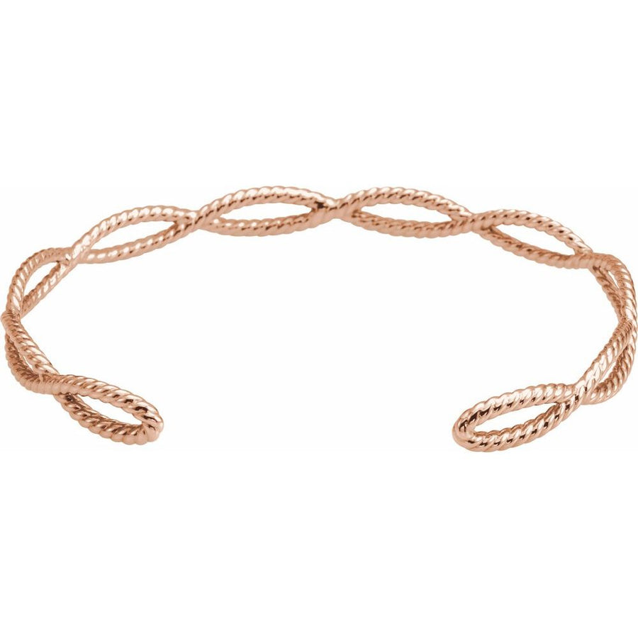 14K Yellow 6 1/4 In Rope Cuff Bracelet