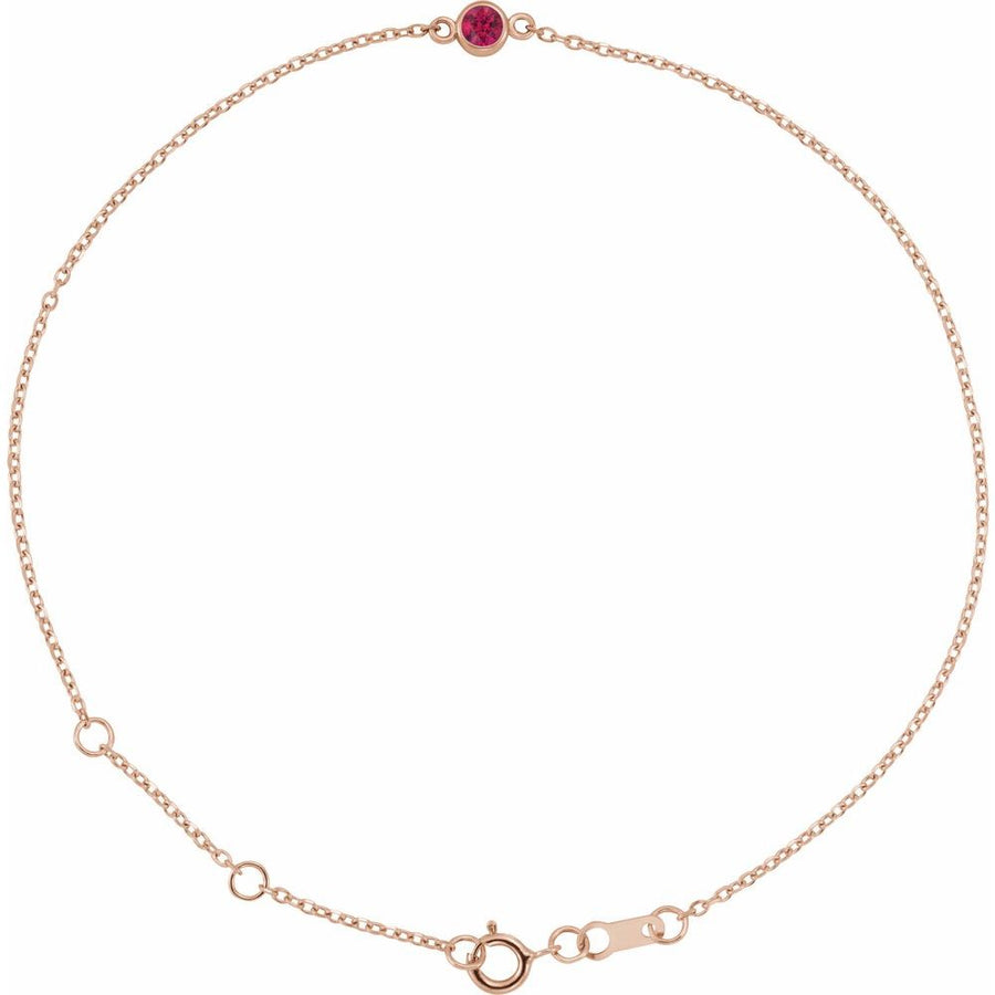 14K Natural Ruby Bezel-Set Solitaire 6 1/2–7 1/2" Bracelet