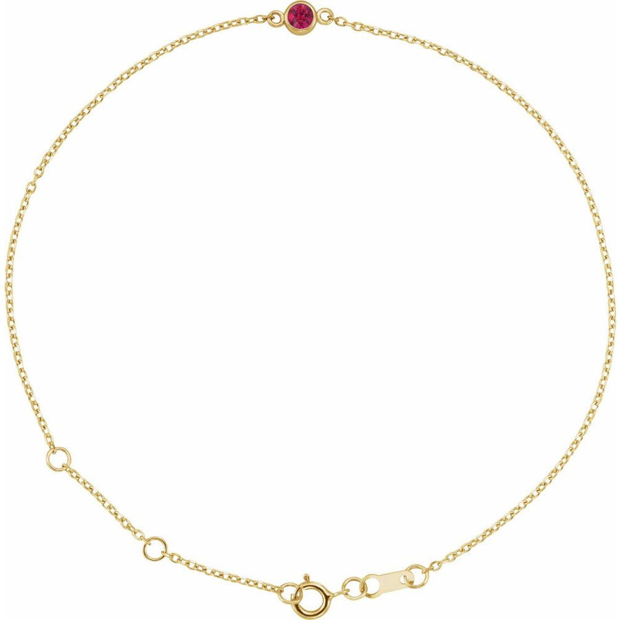 14K Natural Ruby Bezel-Set Solitaire 6 1/2–7 1/2" Bracelet