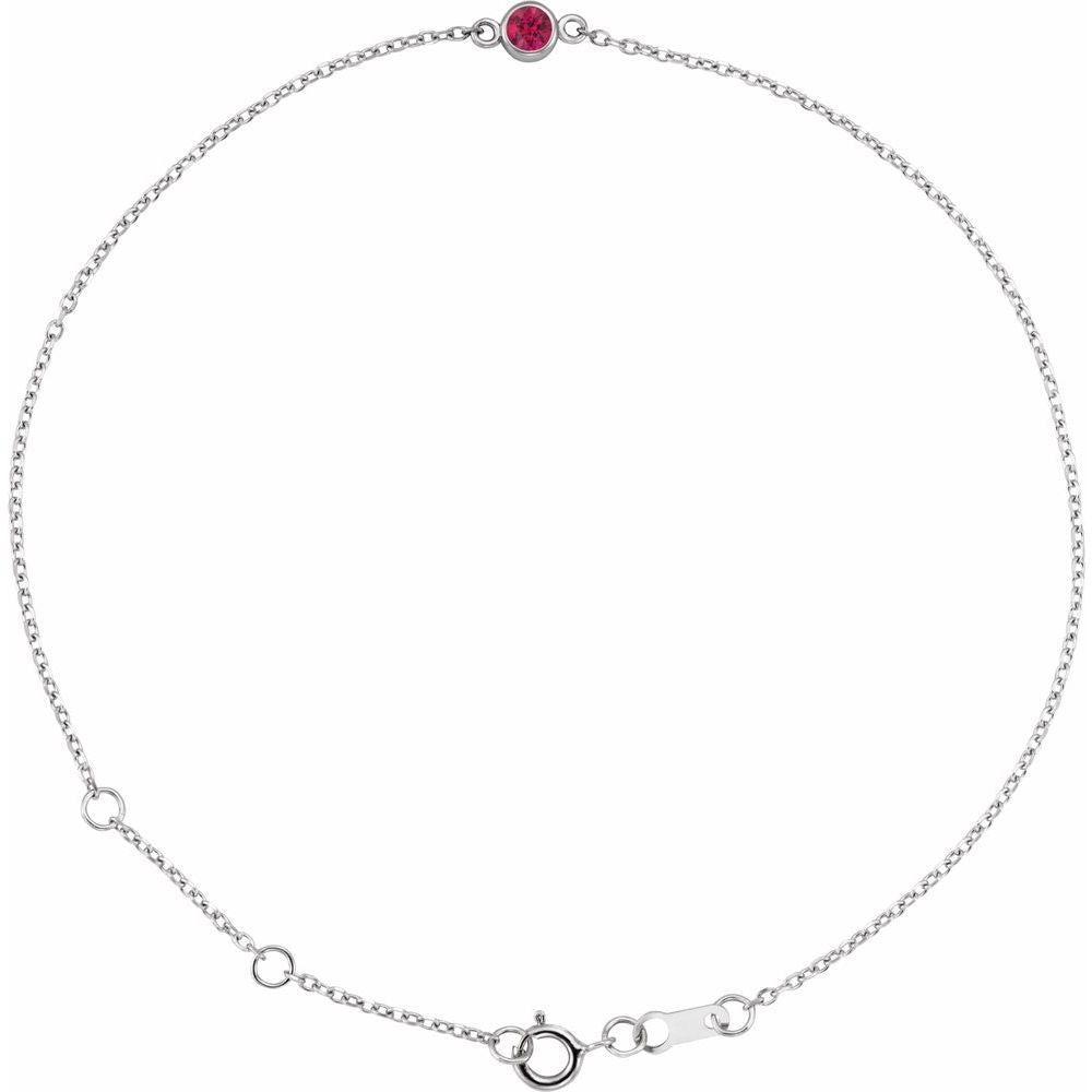 14K Natural Ruby Bezel-Set Solitaire 6 1/2–7 1/2" Bracelet