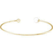 14K Yellow Cultured White Freshwater Pearl & .03 CT Natural Diamond Cuff Bracelet