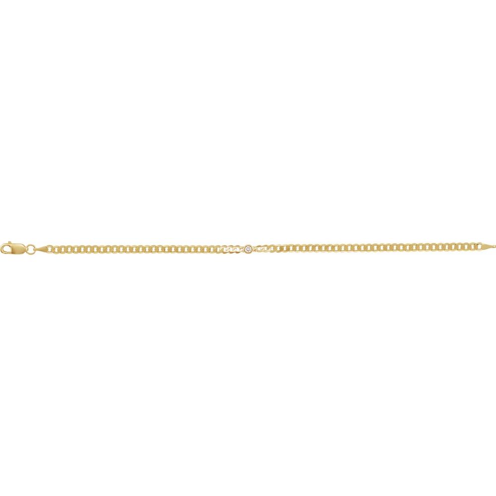 14K Yellow .07 CT Natural Diamond Link 7" Bracelet