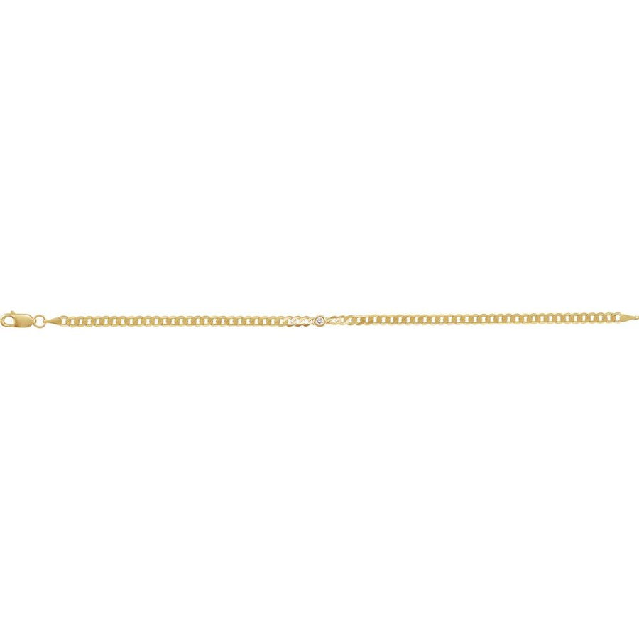 14K Yellow .07 CT Natural Diamond Link 7" Bracelet