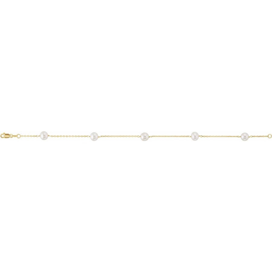 Cultured White Pearl Station Bracelet